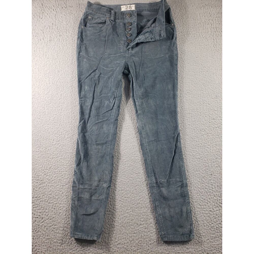 We The Free People Jeans Women's 26 Blue Corduroy Button Fly Skinny Sun Chaser